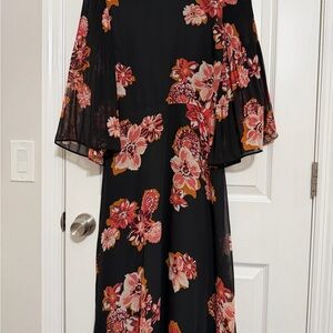 Ann Taylor Factory Black Dress with Red Floral Design